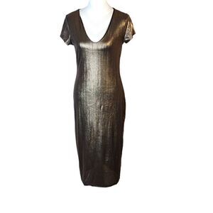 See You Monday Metallic Bodycon Midi Dress